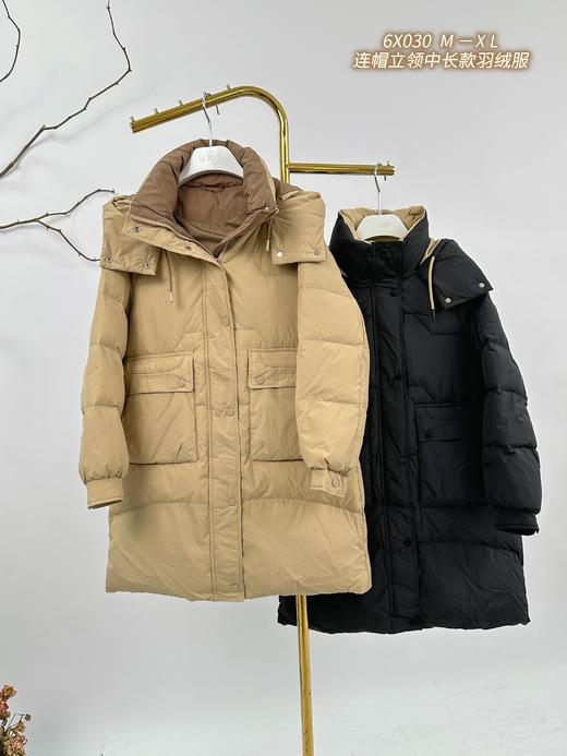 H25A6X030#高端连帽立领中长款羽绒服外套 商品图6