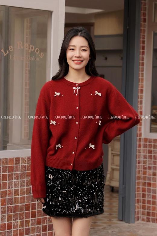 【门店同款】ENJOY冬季“暖冬软糖”蝴蝶结珍珠扣针织上衣 169193451 商品图0