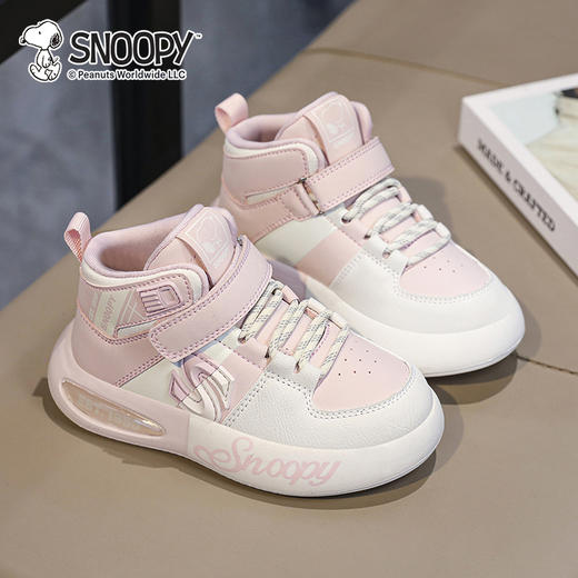 【史努比】儿童休闲鞋高帮皮面防水运动鞋男女童跑步鞋28-38 商品图1