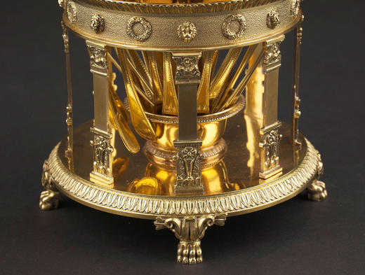 独角鹿西洋古董19世纪法国Martin Guillaume Biennais & Charles Cahier联合签名出品帝政风格古典神话主题银鎏金精雕糖果/冰淇淋樽套件 商品图9