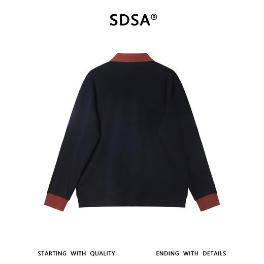 26T09SDSA秋冬新款痞帅男装时尚简约拼接撞色斜纽扣翻领长袖T恤百搭 商品图5