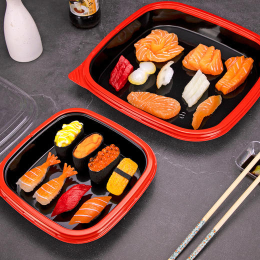 喇叭花网红新款寿司盒刺身拼盘贯桶长方形餐具外卖包装打包盒角桶 商品图4