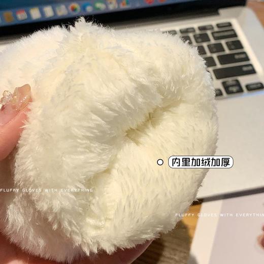 新款圣诞鹿角毛绒手套冬季女款加厚保暖可爱学生骑车防寒半指手套 商品图1