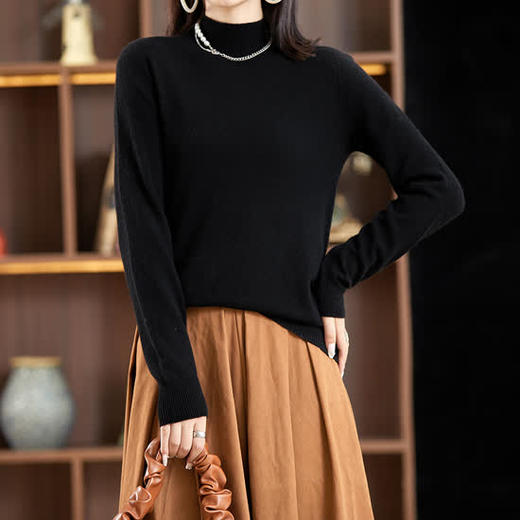 丁摩 山羊绒羊毛半高领毛衣打底衫2856WX153 商品图4