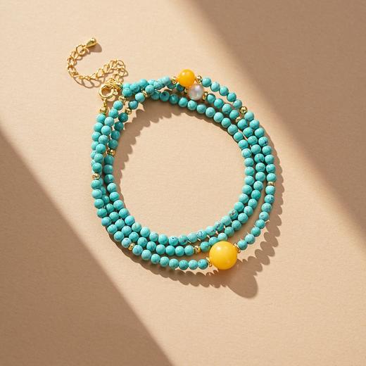 【琅玕·原矿绿松石蜜蜡项链手串】敦煌小众轻奢新中式复古民族风显白 绿松石蜜蜡项链手串女 手工串珠小众配饰 商品图1