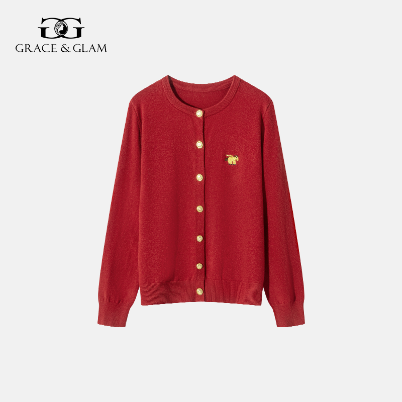 Grace&Glam 糯叽叽飞天小马圆领毛织开衫