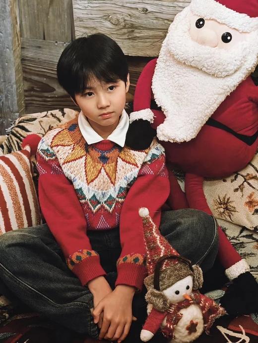 【森马旗下棉致儿童新年毛衣】C位新年红❗自带喜庆显白滤镜软糯糯暖呼呼，肌理细腻无扎肤感！品牌直发✅自带节日氛围，充满复古感的费尔岛毛衣✅刺绣+小狗图案，完美融合的小狗刺绣毛衫 商品图6