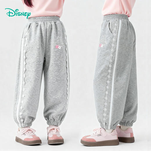 迪士尼（Disney）童装女童束脚长裤甜美休闲运动蕾丝花边束脚裤2026春季新款裤子ZD1FK013 商品图3