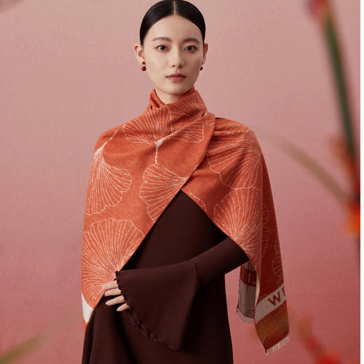 万事利 好事成双 【杏运满满】礼盒两条装 蚕丝丝绒围巾保暖外搭送礼自用 商品图1