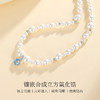 Winy S925 银渐珠蓝熠项链 仿珍珠颈链 玫瑰切合成立方氧化锆吊坠 气质银色锁骨链 商品缩略图2