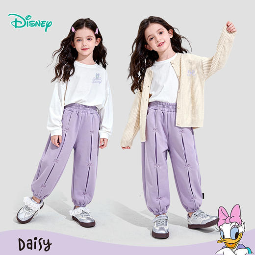 迪士尼（Disney）童装女童束脚长裤甜美梦幻刺绣蝴蝶卡通宽松休闲束脚裤2026春季新ZD1FK010 商品图3