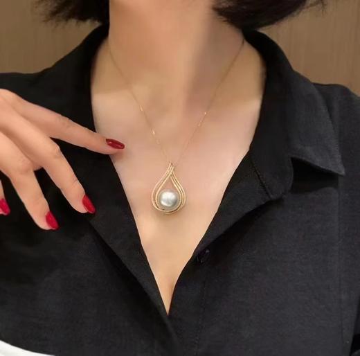 【私席真珠·新年盛宴】【私席真珠·新年盛宴】18K金镶钻灰珍珠吊坠，15-16mm珠 商品图2