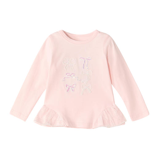 笛莎Deesha 童装女童T恤2026春新款甜美风拱桥亮片刺绣棉氨长袖T恤 商品图4