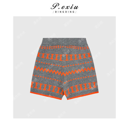 A008潘依绣丁丁宠粉超细羊毛撞色条纹提花松弛感圆领针织松紧腰短裤套装L2806 商品图3