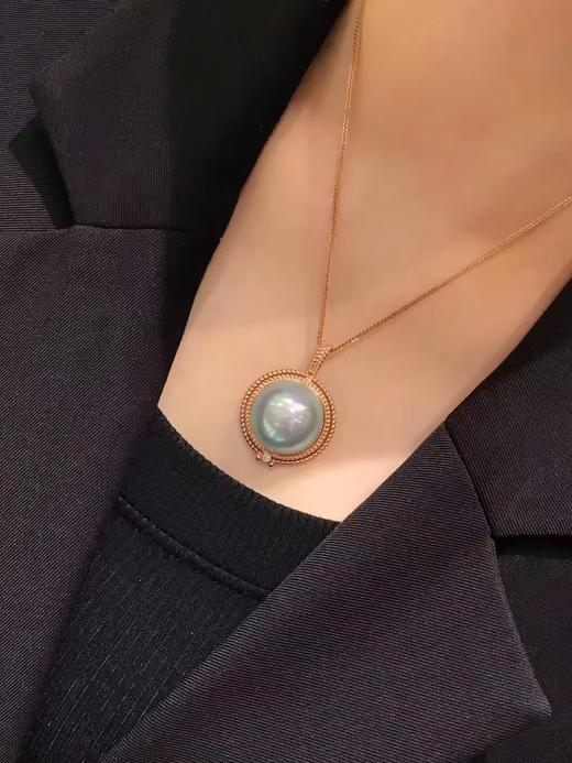 【私席真珠·新年盛宴】18K金镶钻马贝珍珠吊坠，19-20mm极品珠 商品图2