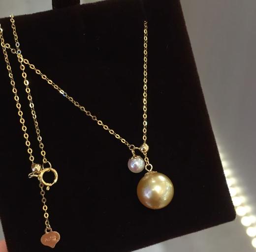 【新年优惠特价】18k金镶南洋金珍珠/AKOYA珍珠项链 4.5/9mm 圆 商品图2