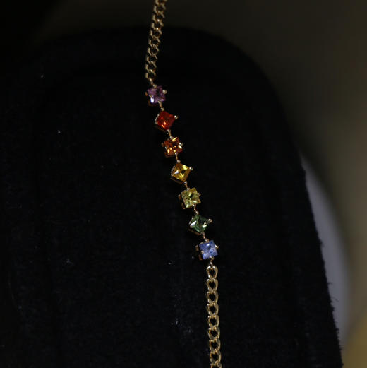 18K 厚金彩色蓝宝石手链｜纯金高档镶嵌 送礼物心意臻藏款 商品图2