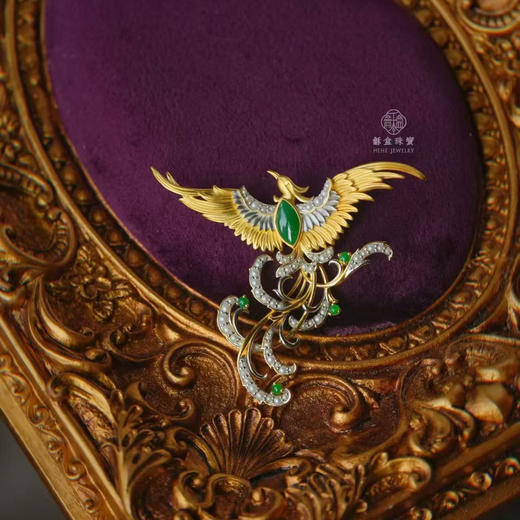 龢盒原创 银镀金翡翠「翔鸾」凤鸟胸针 商品图2