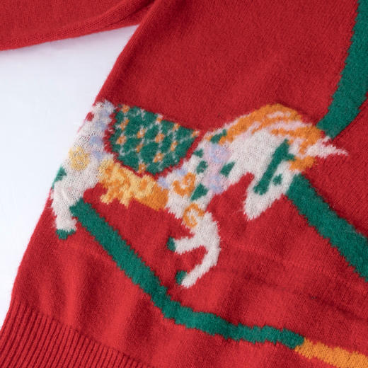 100%羊毛  新年幸运红色圆领羊毛毛衣 A-5751 商品图5