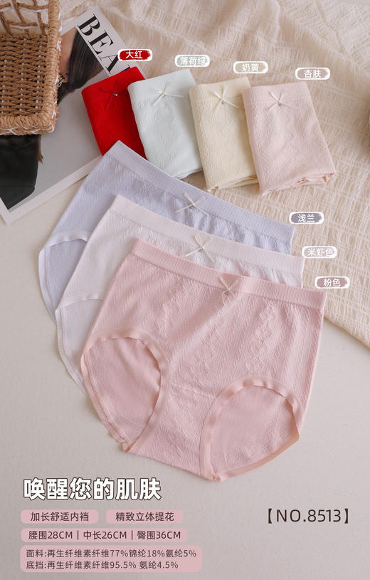 女士裸氨无缝高弹力舒适内裤8513 商品图0
