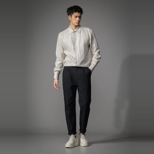 PINLI品立2026春季新款宽松尖领纯色亚麻休闲长袖衬衫打底衬衣男GD262113002 商品图4