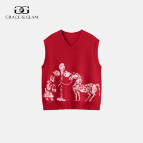 5天内发货 100%羊毛 骏雅提花V领马甲 A-5749