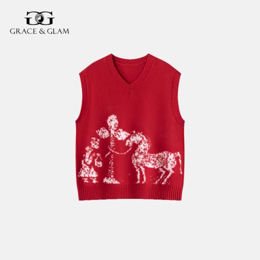 5天内发货 100%羊毛 骏雅提花V领马甲 A-5749 商品图0