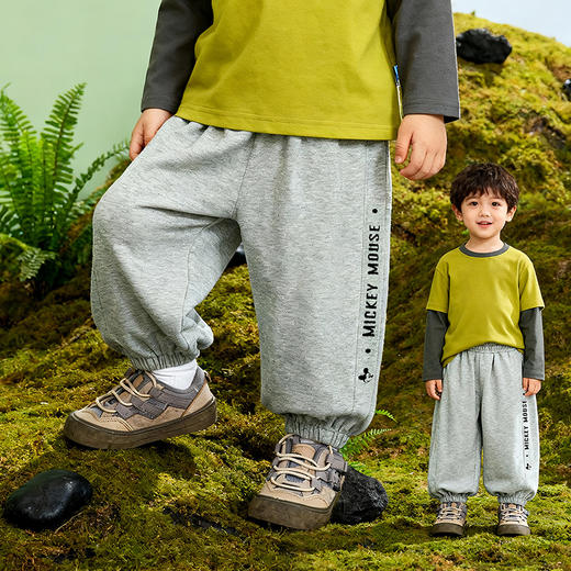 迪士尼（Disney）童装男童束脚长裤潮流帅气肤宽松运动灯笼休闲裤2026春季新款裤子ZD1FK006 商品图3