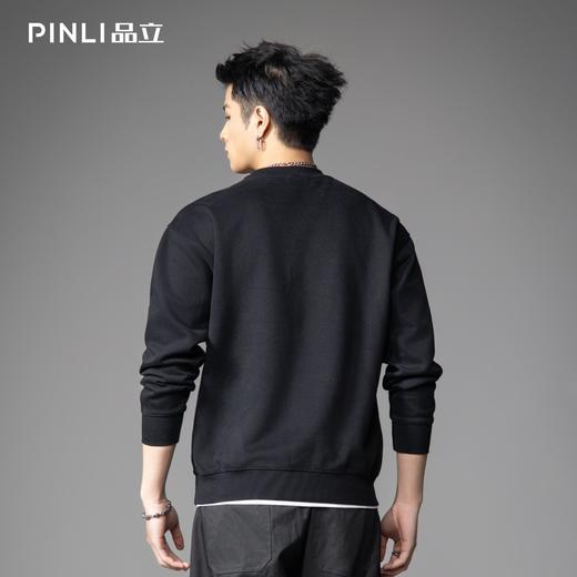 PINLI品立2026春季新款男士潮牌金属烫钻圆领落肩袖套头卫衣上衣BG262109003 商品图2