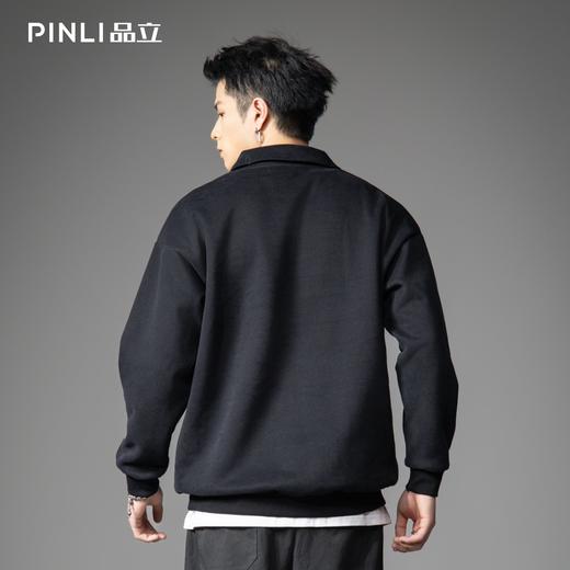 PINLI品立2026春季新款男士宽松翻领纯色落肩袖套头卫衣上衣潮牌B262109003 商品图3