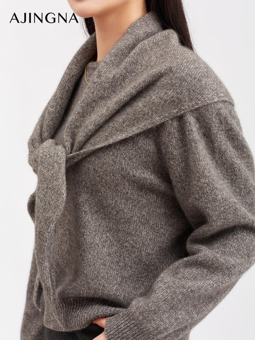 【软糯质感】阿菁娜花纱灰针织披肩软糯质感简约的设计慵懒氛围感F30D320012 商品图2