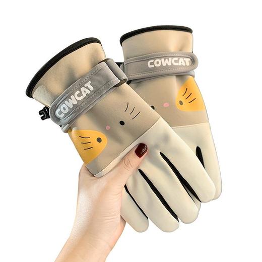 手套女士冬季新款可爱学生加绒加厚保暖骑行防风御寒麂皮绒棉手套 商品图4