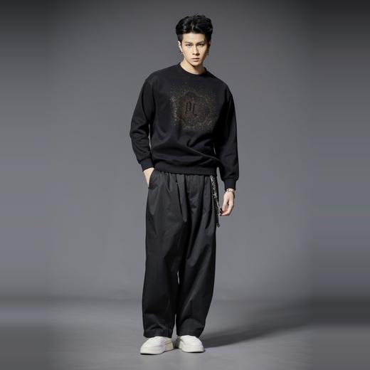 PINLI品立2025秋季新款男士圆领宽松烫钻长袖套头卫衣上衣青年潮BG253109018 商品图4