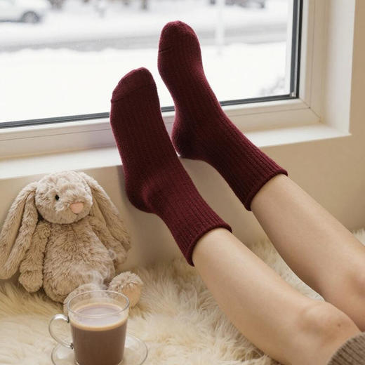 热卖！巨保暖！觅槿 奢品级精纺羊毛羊绒袜礼盒 男女同款 保暖舒适 5双装 商品图13