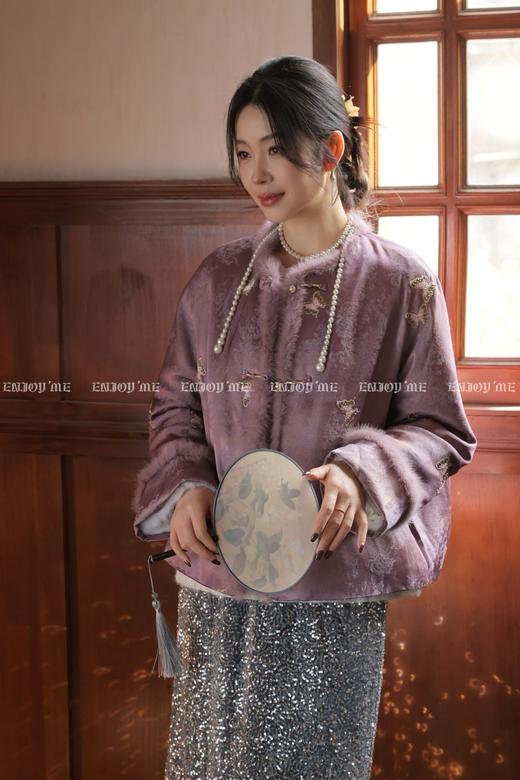 【门店同款】ENJOY冬季“烟火漫春”花枝蝶憩中式羽绒外套 169094049 商品图3