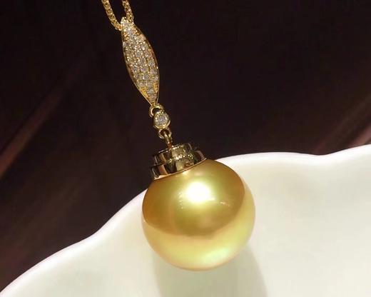 【新年优惠特价】18K金镶钻金珍珠吊坠，15-16mm珠 商品图1