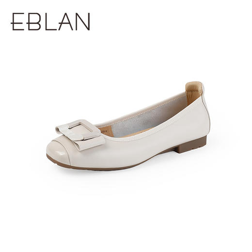 【上新】伊伴2026春季双拼方扣舒软一脚蹬牛皮低跟单鞋舒软便鞋B26118202 商品图0