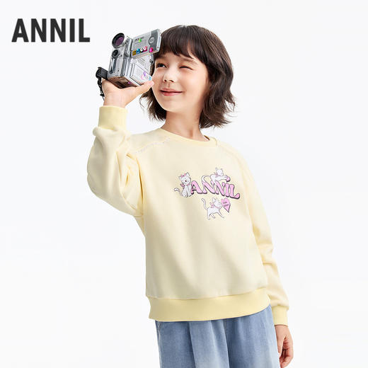 女童圆领长袖卫衣春季新款安奈儿童装EG611586 商品图0