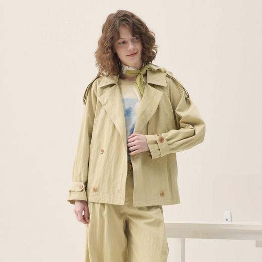 谜底短箱型风衣长袖2026年春季新品经典收束腰带外套女261ME0205 商品图0