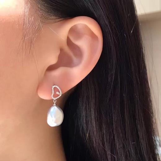 【私席真珠·新年盛宴】18K金镶钻KESHI珍珠耳针，10-11mm珠 商品图2