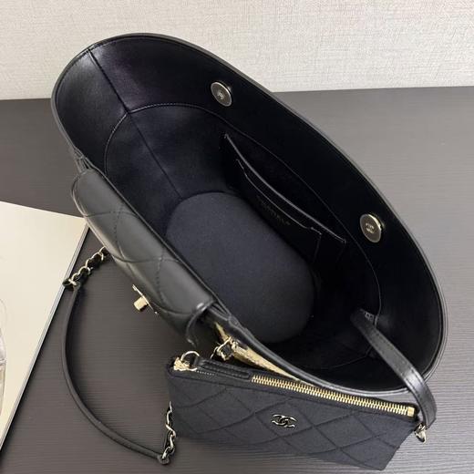 香奈儿 26C早春新款菜篮子编织包 黑色白色 大号小号（LZ） 商品图4