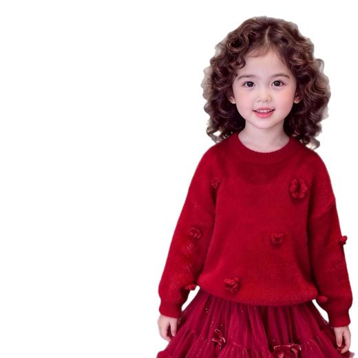 清清美日新年女童上衣冬装新款儿童保暖加厚针织衫女孩软糯针织毛衣90-130★ 商品图4