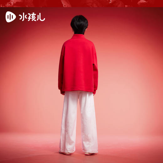 【新年装】水孩儿儿童国风卫衣2026春季新款男女童红色立领上衣 商品图3