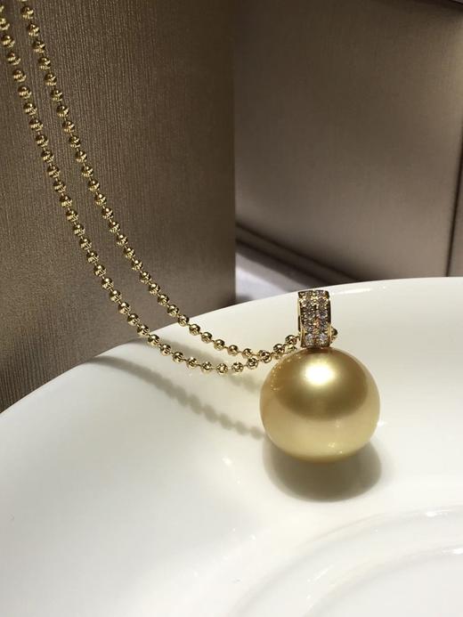 【私席真珠·新年盛宴】18k金镶南洋金珍珠项链 14-15mm 圆 商品图2