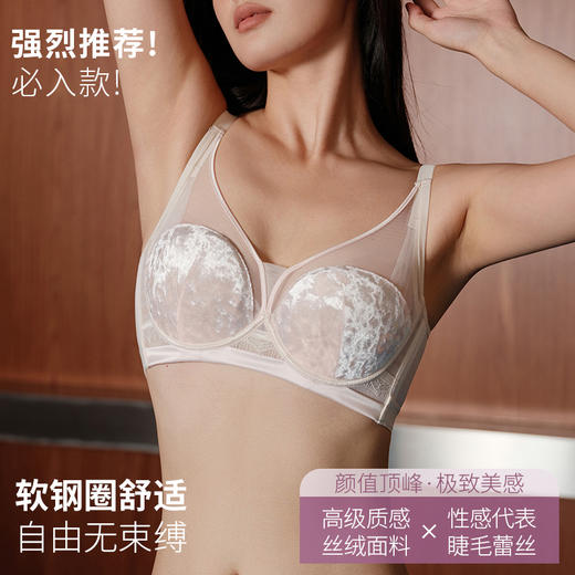 【纳福行运❗️复古丝绒文胸套装】薄款大胸显小聚拢上托不空杯性感内衣秋冬本命年马年新年 商品图3