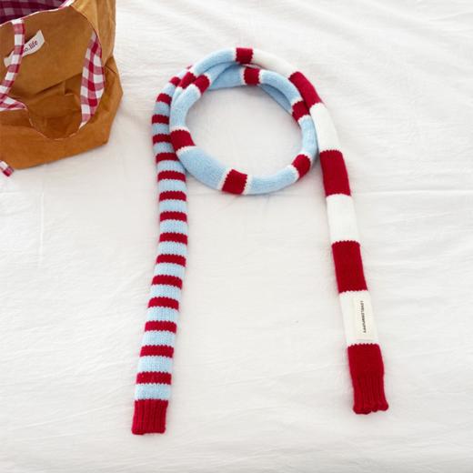 壁虎瑜伽【2601PJ475】冬季红白蓝条纹腊肠围巾 （5天发货） 商品图4