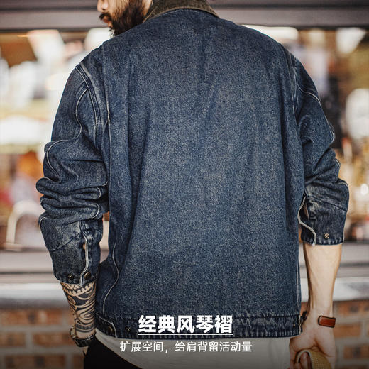 马登工装美式复古牛仔底特律夹克水洗做旧短款休闲翻领外套男款春 商品图3