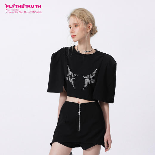 FTT FlyTheTruth四芒星陷阱设计感纯棉短袖T恤女夏季打底短款上衣 商品图2