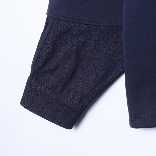 26WY26SDSA男士秋冬新款痞帅男装韩版拼接下摆松紧圆领长袖T恤百搭时尚 商品图4