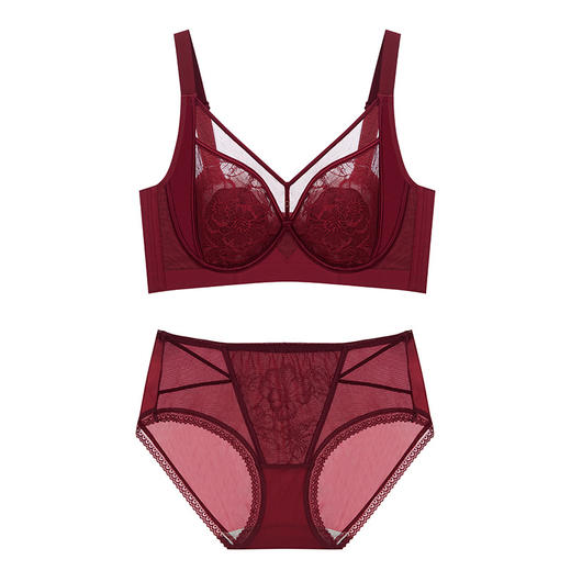 【先小显瘦❗️兔耳朵蕾丝大码内衣】挺拔更显瘦，提拉防下垂，超美超好看！新年文胸胖mm大胸显小调整型上托聚拢防下垂大胸马年本命年女薄D杯 商品图9